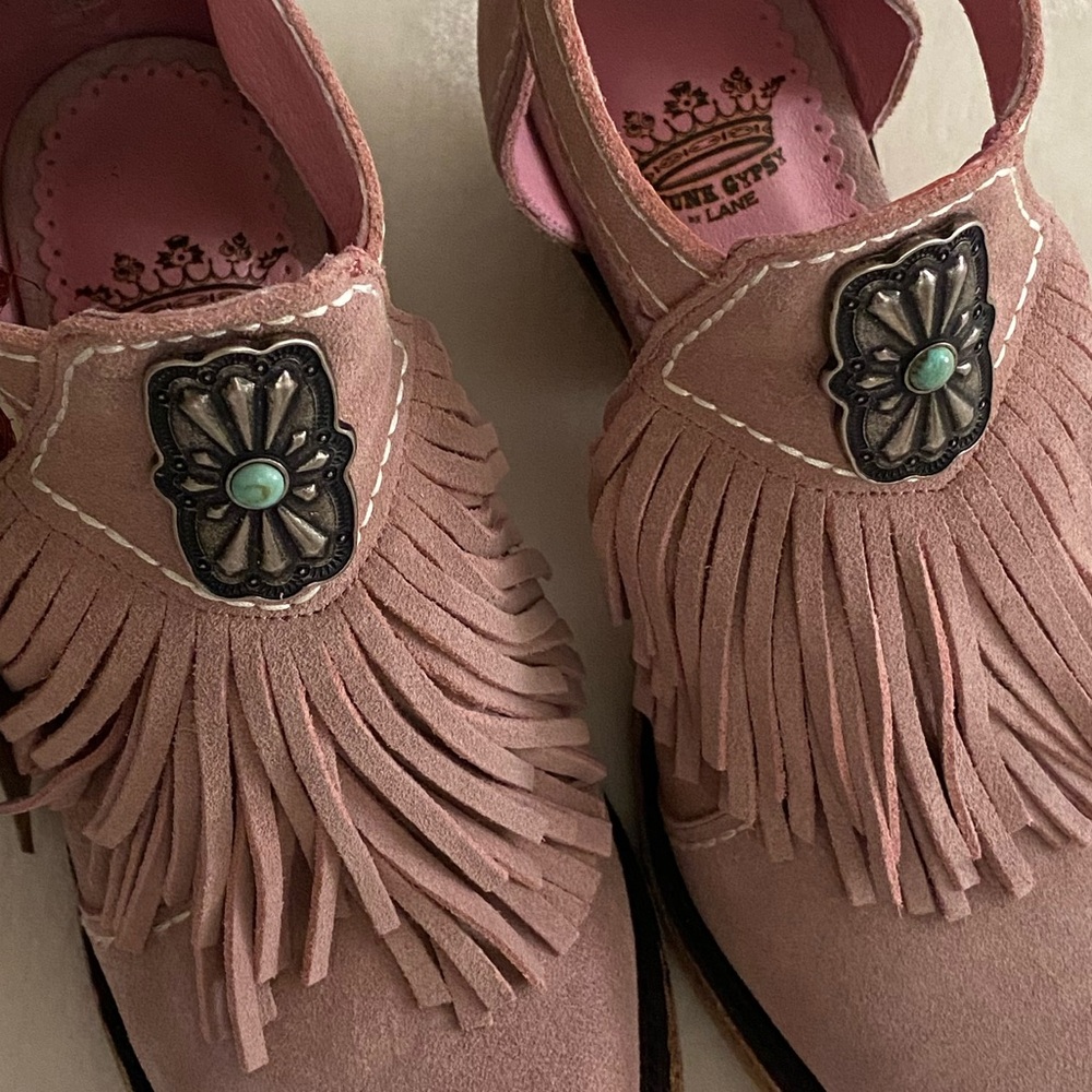 Junk Gypsy Pink Fringe Ankle Boots - Picture 4 of 10